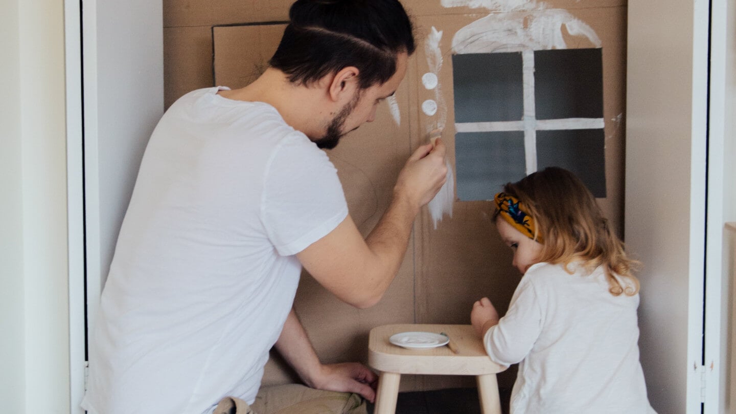 Dad and daughter painting