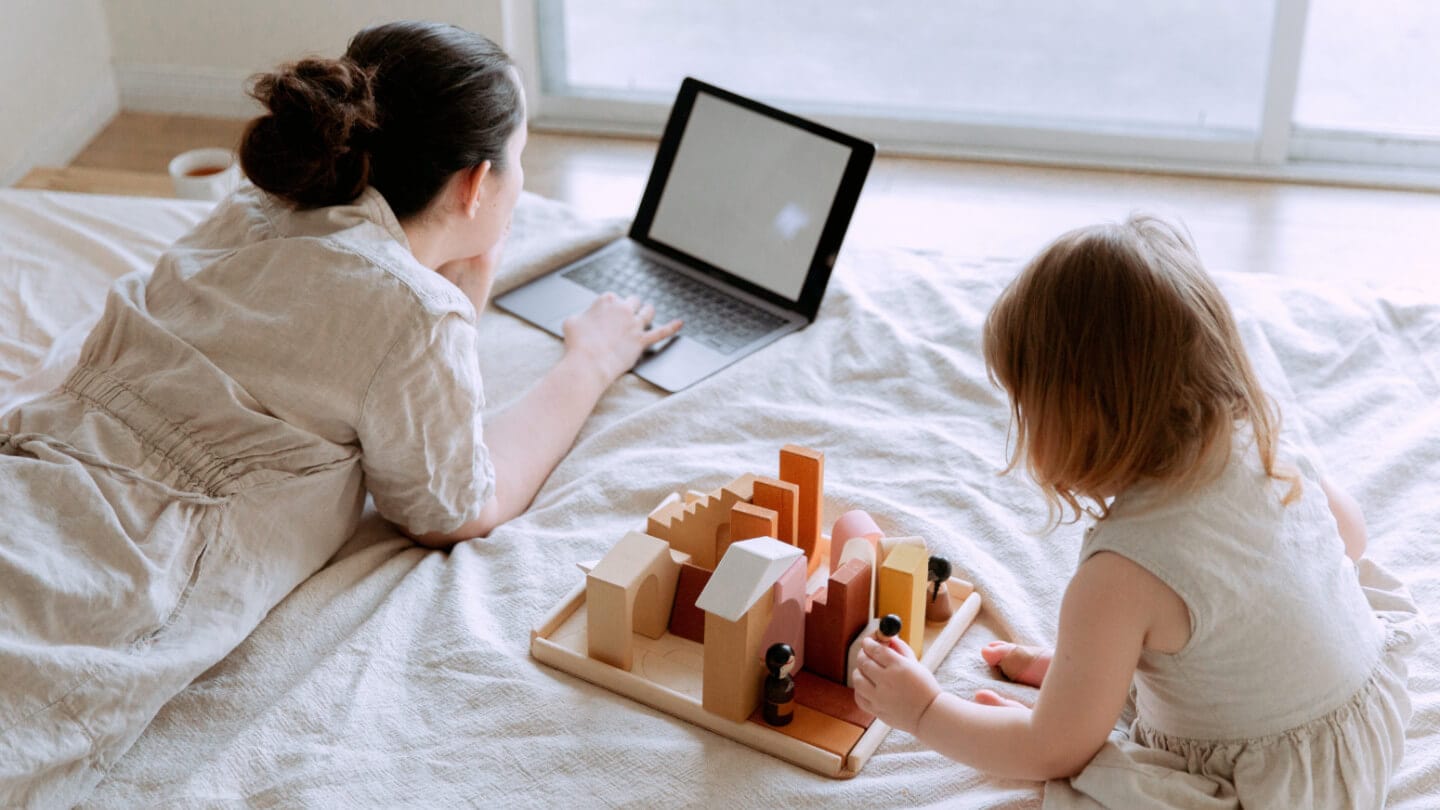 Working at home with a child