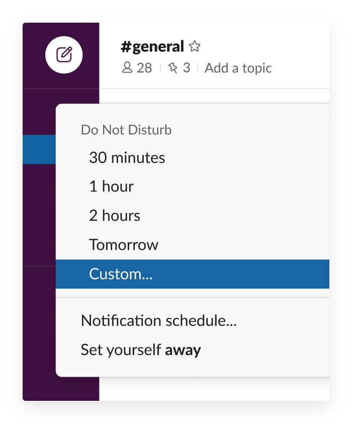 Slack Do Not Disturb feature