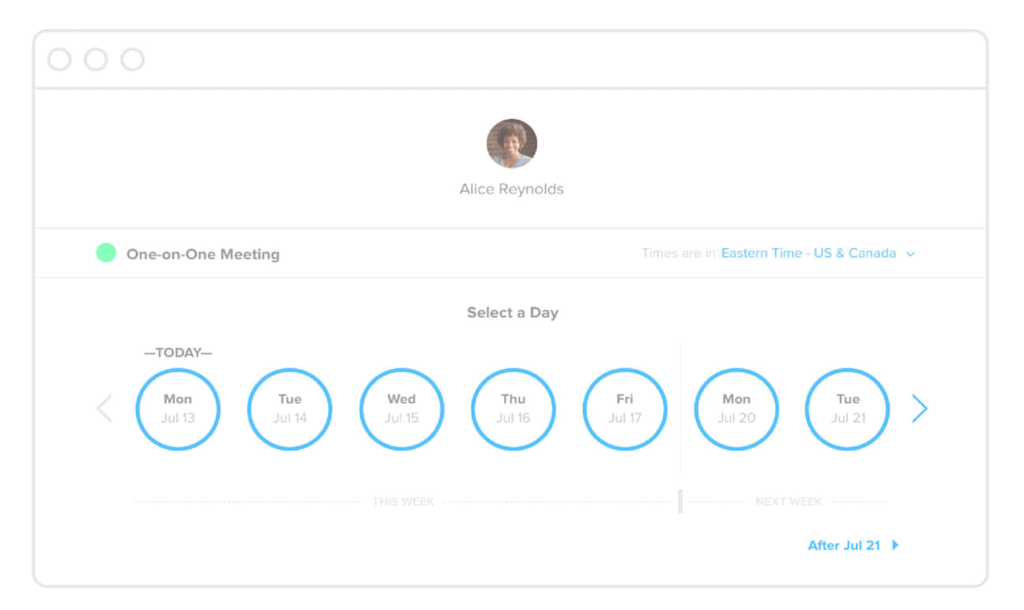 calendly example of scheduling times