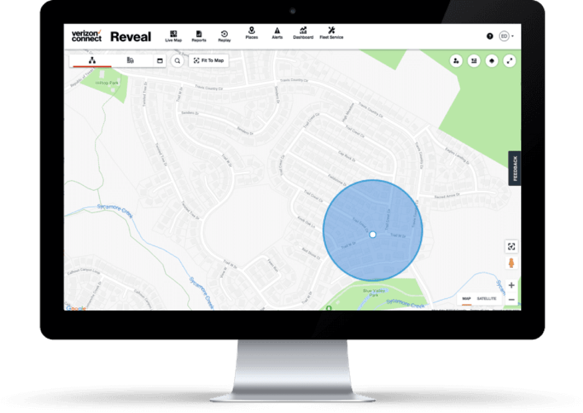 A screenshot of the Fleetmatics interface