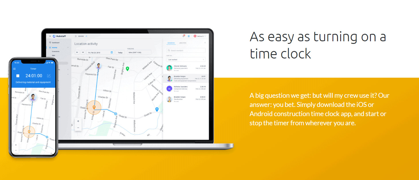 Construction time tracking