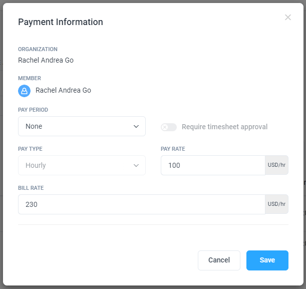 Hubstaff pay settings