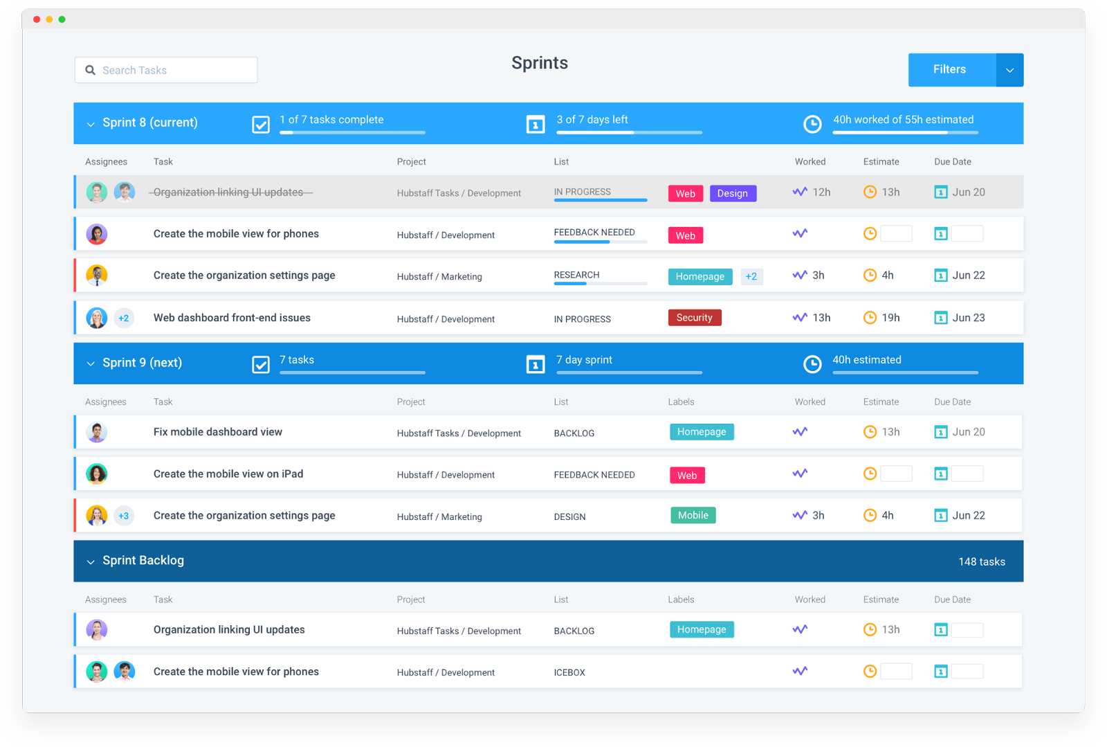 hubstaff tasks project management screenshot