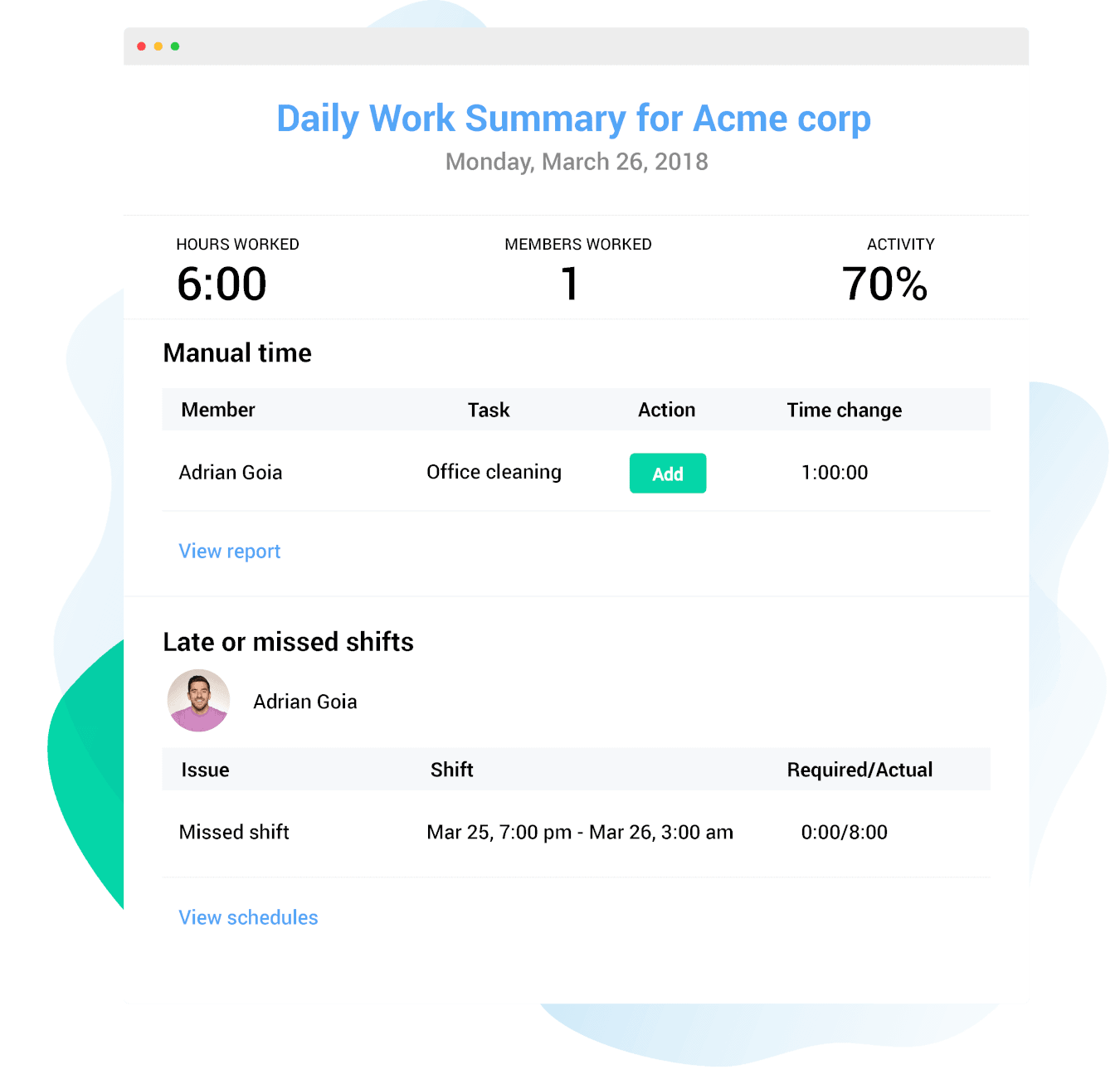 cleaning company timesheets hubstaff example