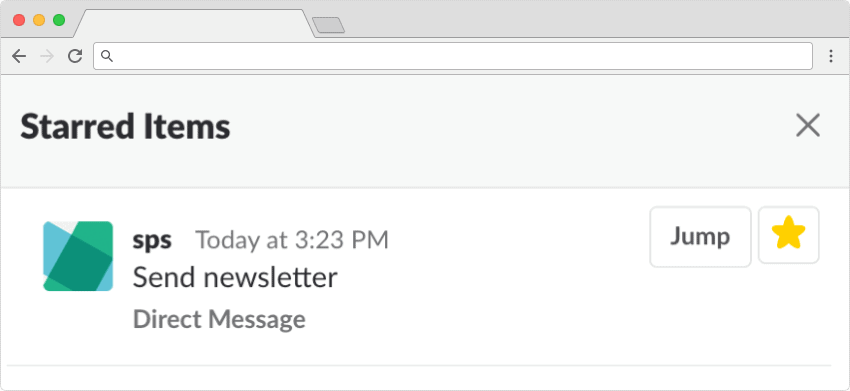 Starred reminder in Slack