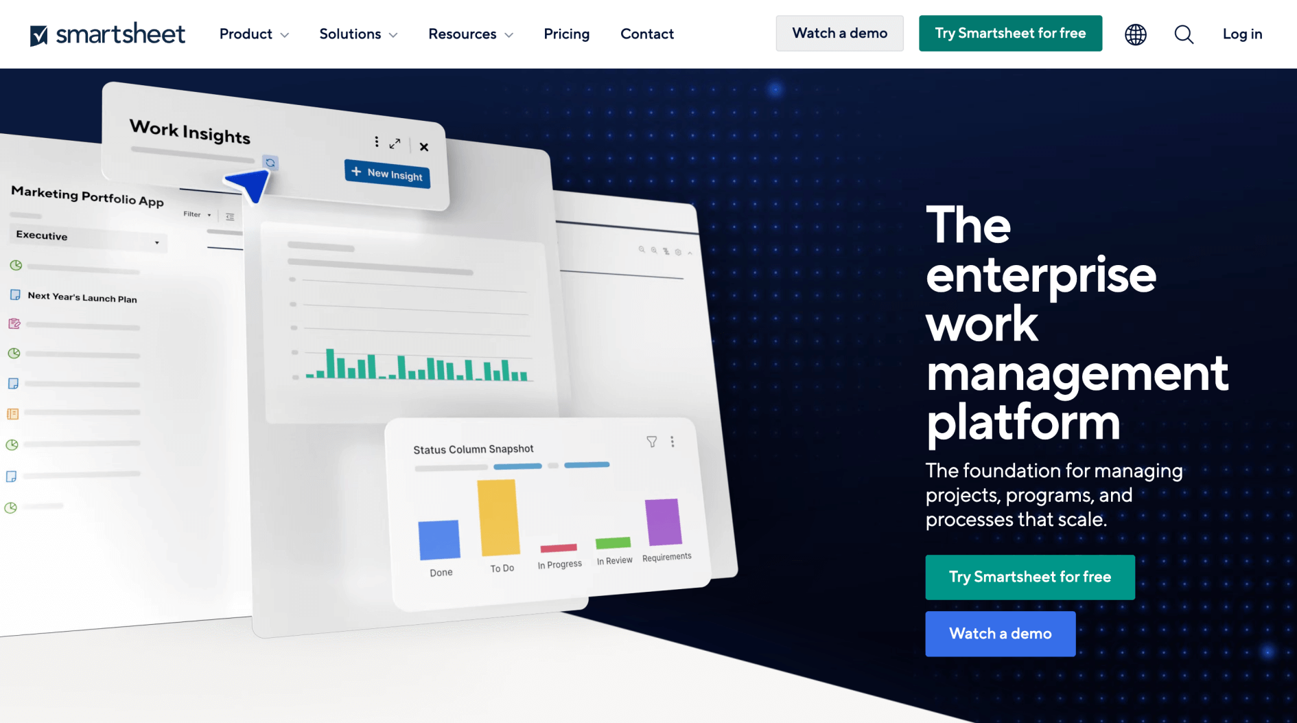 Smartsheet homepage