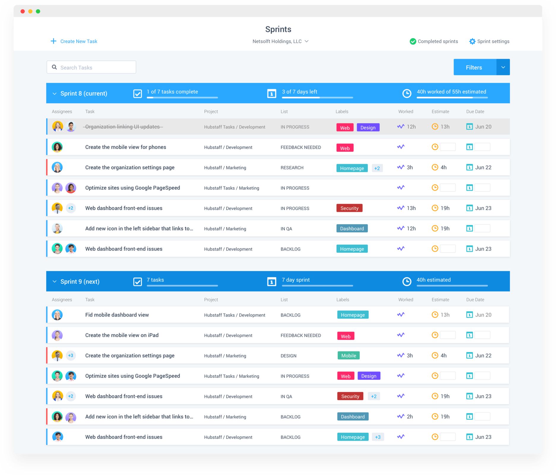 Hubstaff Tasks Agile Sprints