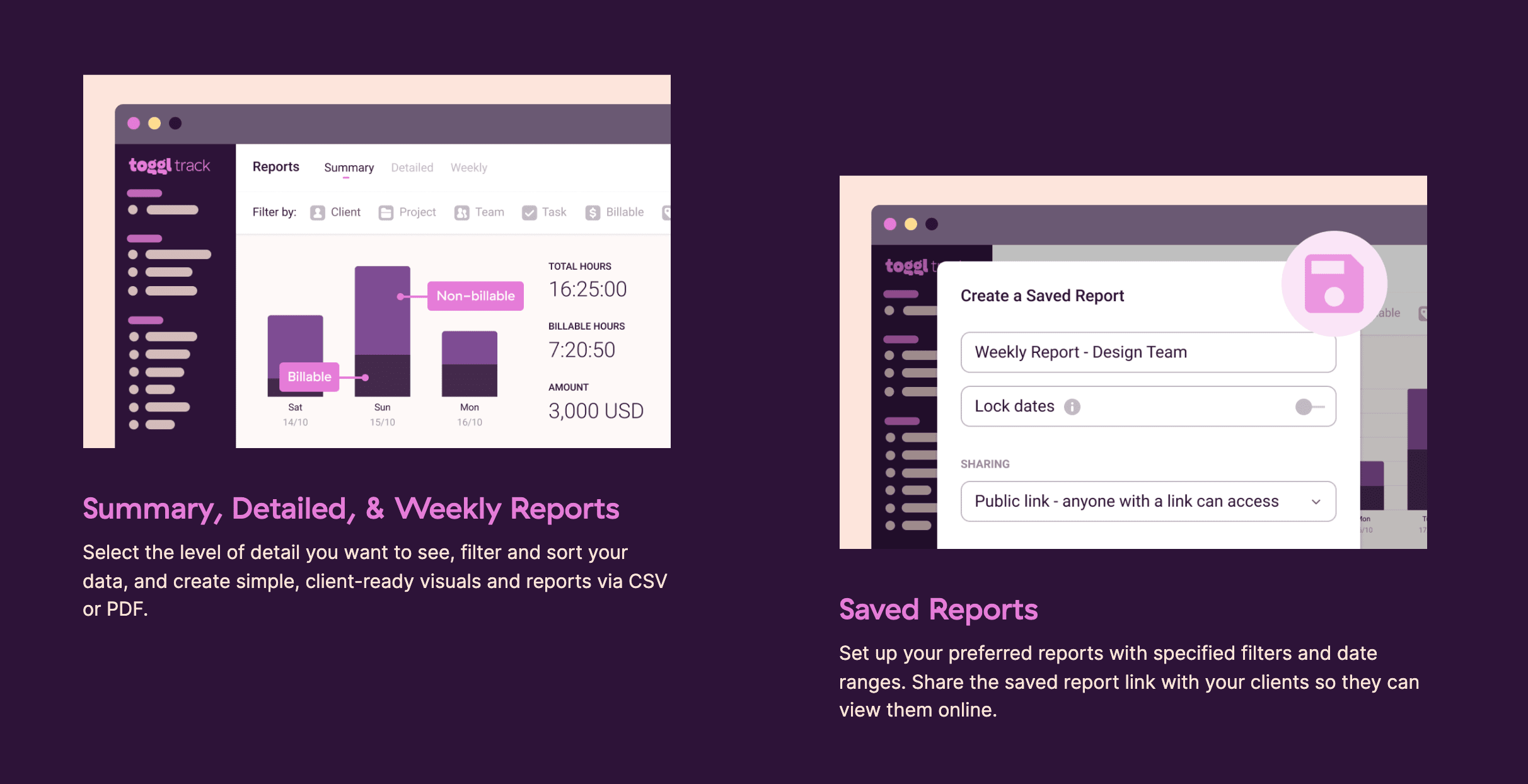 Toggl Track reporting